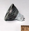 *MS-MR16 LED-3x1w CW    Лампа светодиодная (3W DC12V 3LED 280Lm IP20 GU5,3) (6000K  холодный белый свет), прозрачный, серо-белый, стальной, пластик, корпус