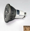 *JCDR 3LEDx1 CW   Лампа светодиодная (4,2W AC220V MR16 GU10 3LED 210Lm IP20) (5650-6300K холодный белый свет), прозрачный-серо/белый-стальной, пластик-металл