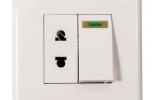001-2   Розетка с выключателем врезная, разборная, мебельная (250Vmax 10Amax IP20) белый, пластик, (G16450) 11.102.10.011
